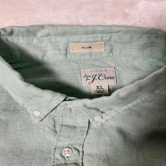 Baird McNutt Irish Linen Camp Shirt Men's XL J Crew Slim Fit Pale Mint Green - Picture 3 of 7